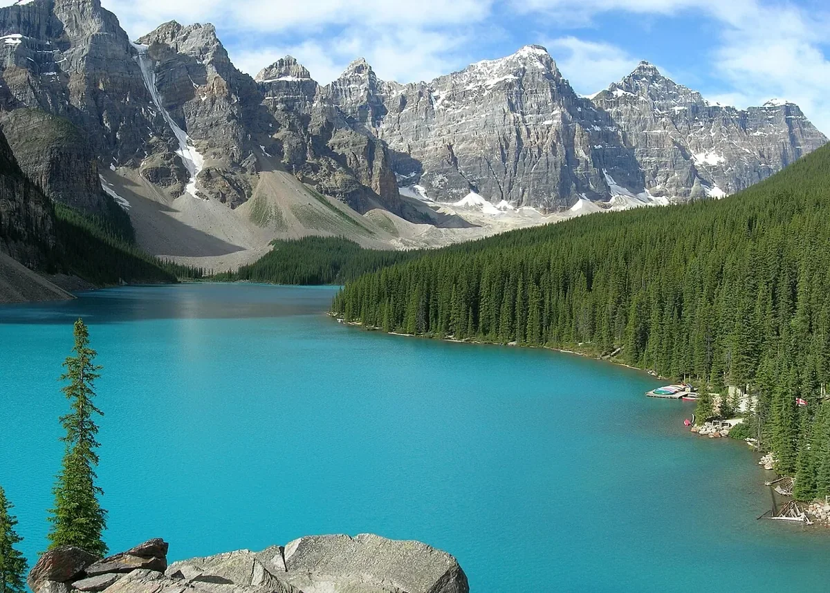 Turquoise water at Moraine Lake in Banff National Park, Alberta, Canada