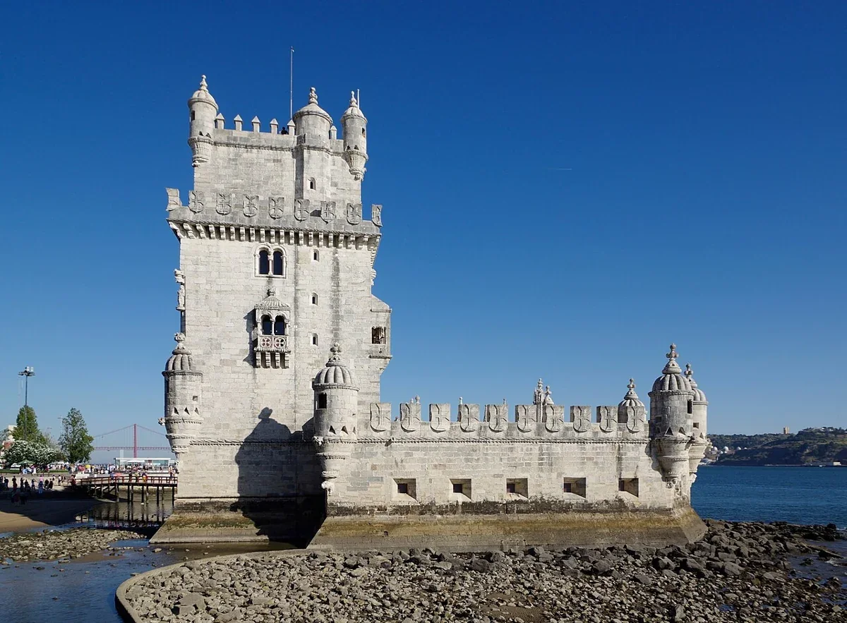 Belém Tower beside the Tagus River in Lisbon, Portugal